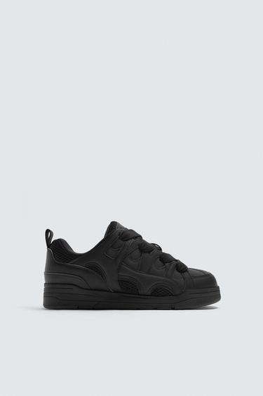 Zara MAXI LACE SNEAKERS - Black