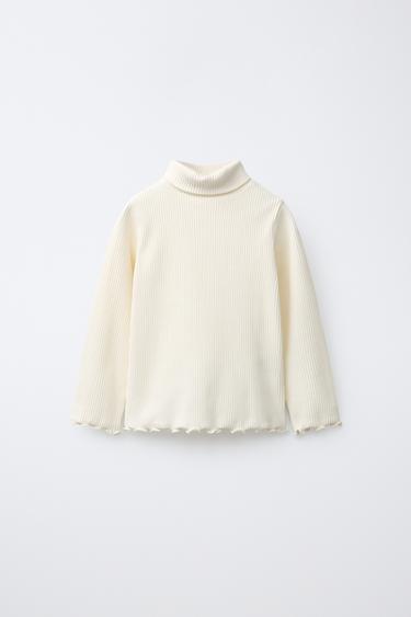 Zara RIBBED TURTLENECK - Ecru