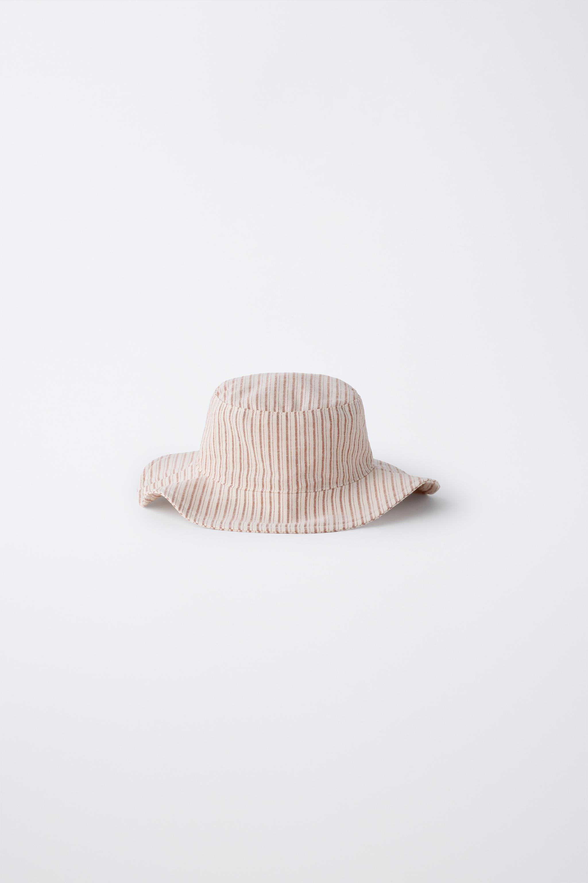 STRIPED COTTON AND LINEN BUCKET HAT
