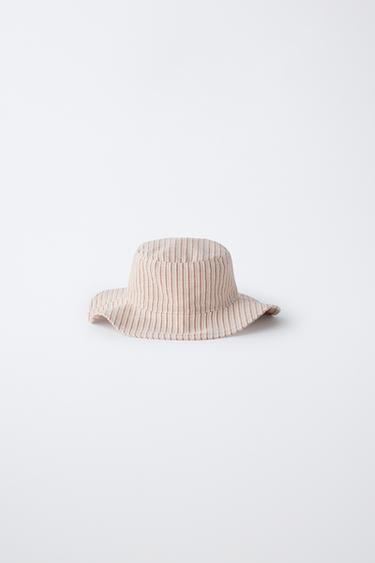 STRIPED COTTON BLEND AND LINEN BUCKET HAT - Russet by Zara - Image 0