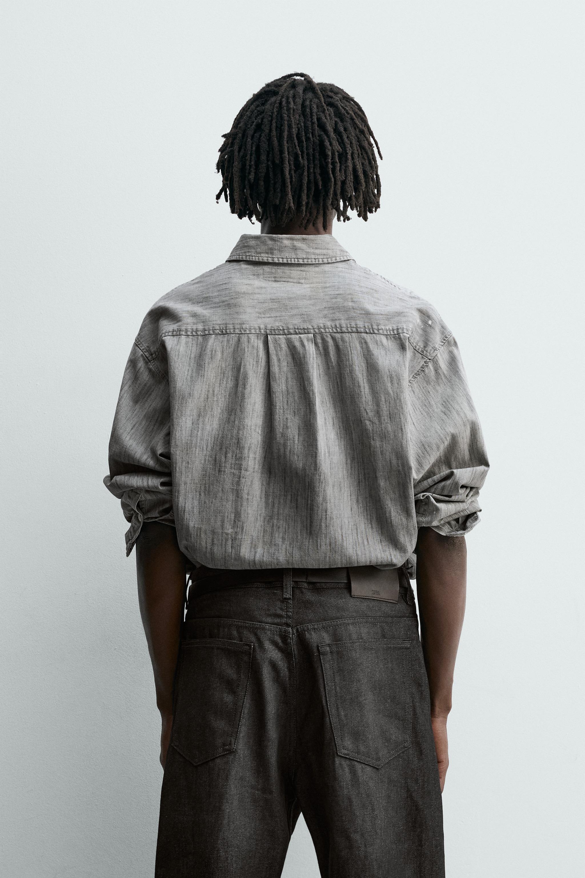 SPLASH-WASHED DENIM SHIRT