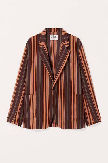 BLAZER DE TERNO LISTRADO LIMITED EDITION - Laranja da Zara