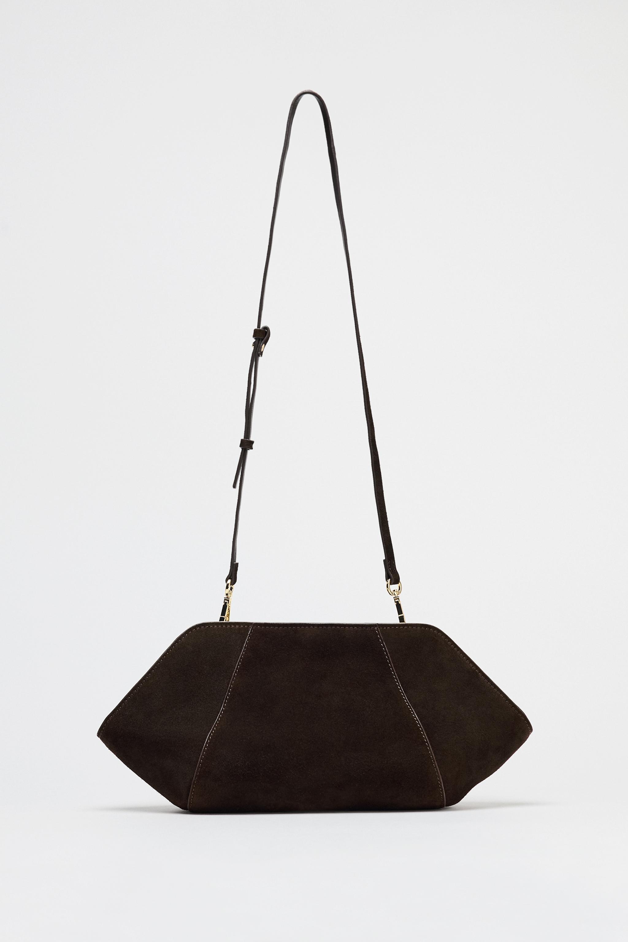 SPLIT LEATHER TOPSTITCH CLUTCH