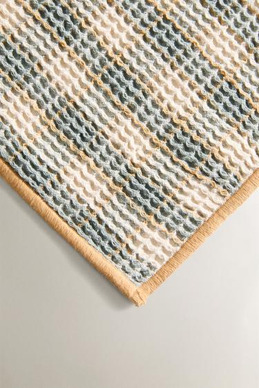 CHECK WAFFLE-KNIT THROW - Aquamarine by Zara - Image 2