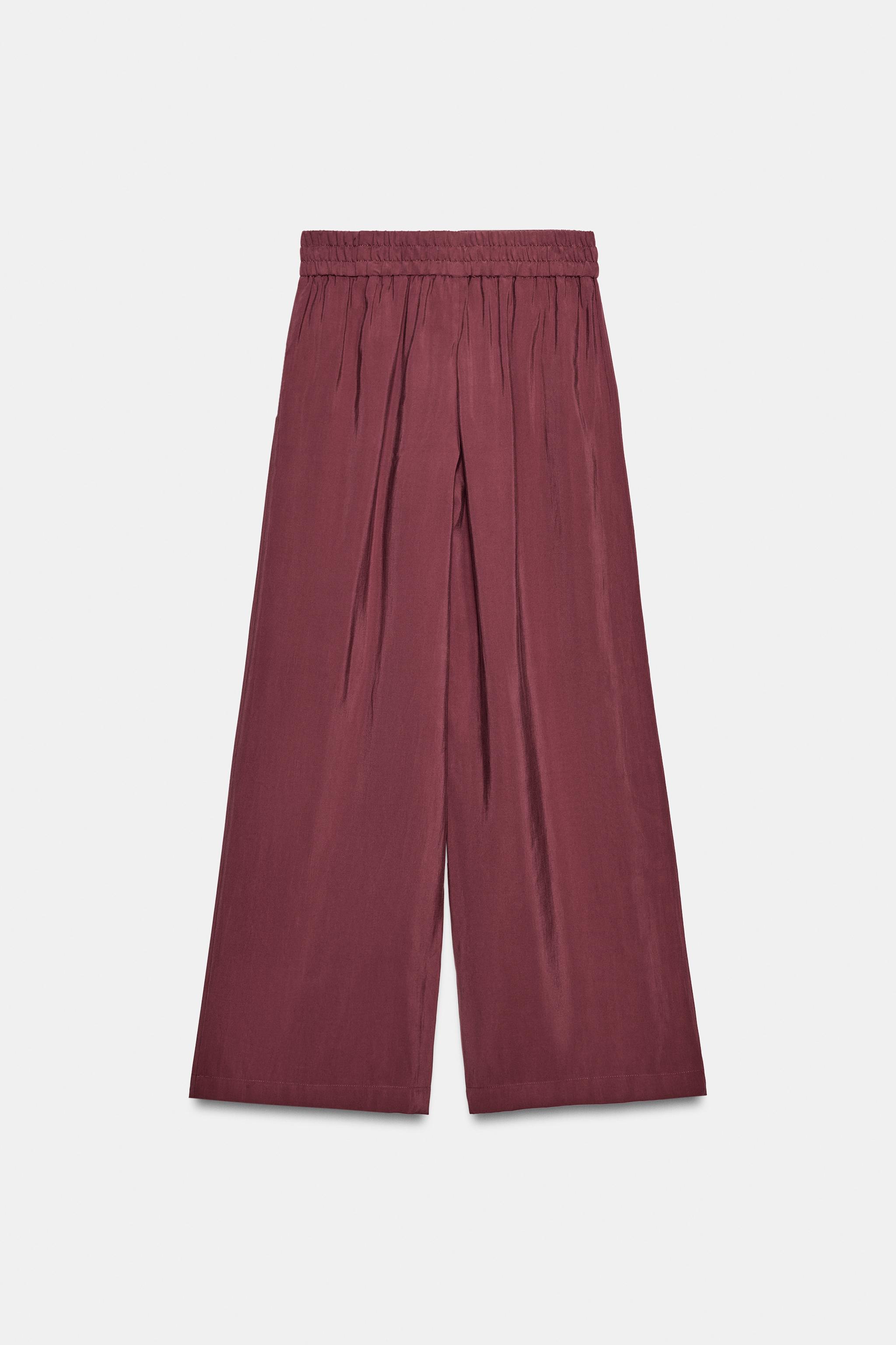 Zara Lastikli Bel Geniş Paça Pantolon görsel 5