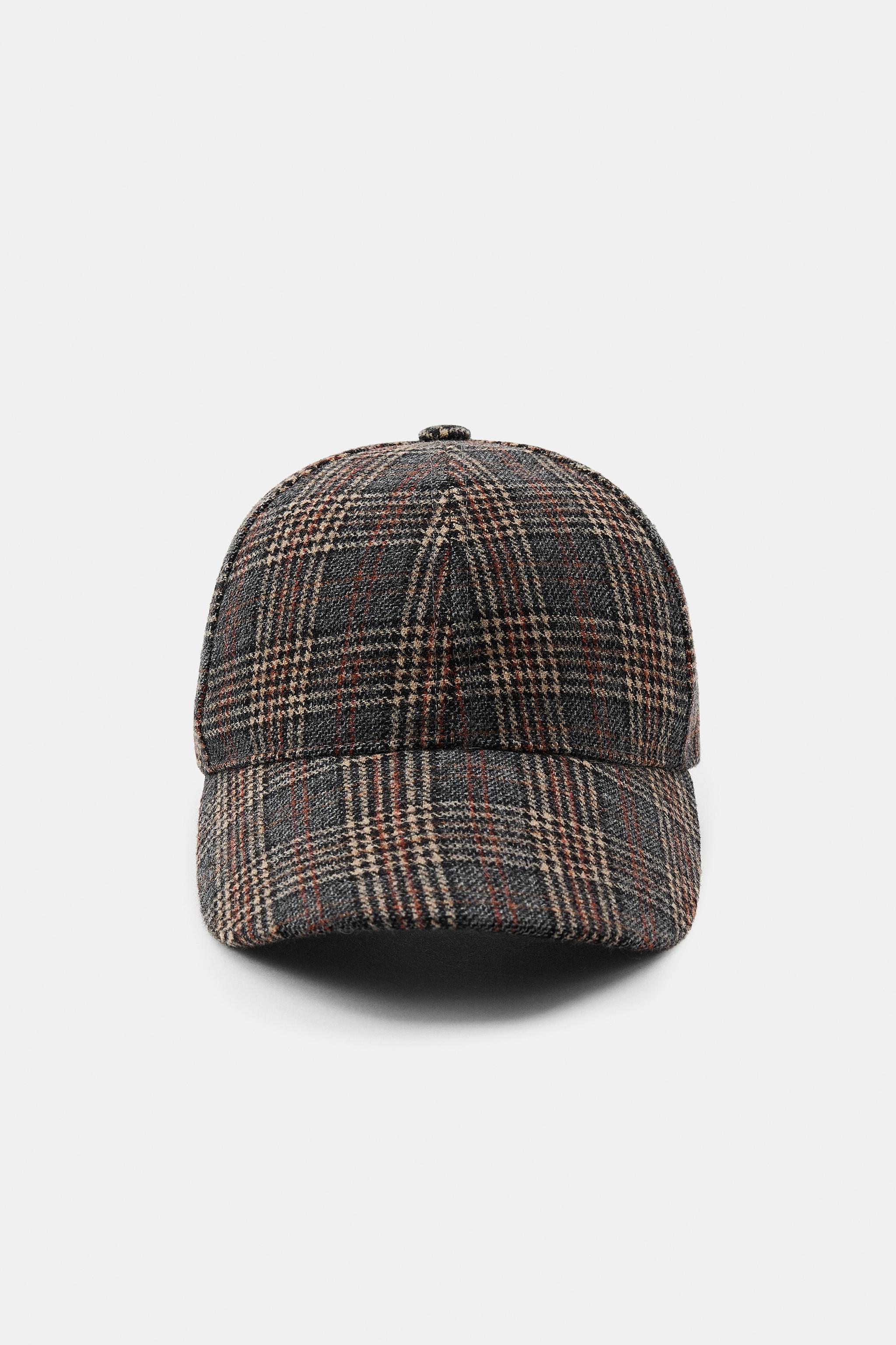 チェック柄キャップ ウール混紡 ウールチェック柄キャップ - グレー | ZARA Japan / 日本