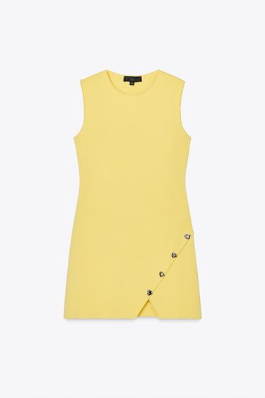 IRREGULAR BUTTON KNIT DRESS - Yellow by Zara - Image 4