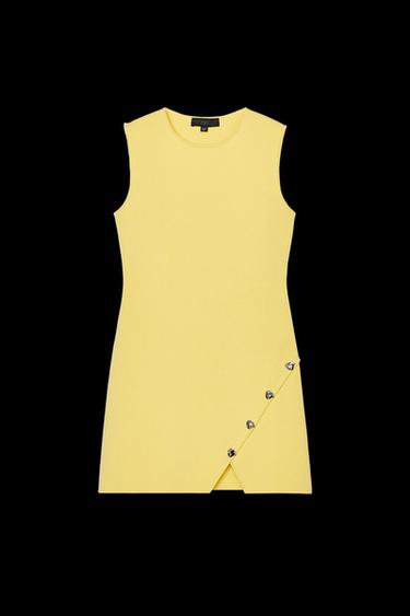 IRREGULAR BUTTON KNIT DRESS - Yellow by Zara - Image 0