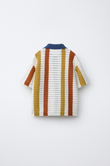 CHEMISE EN MAILLE À RAYURES - Marron foncé de Zara - Image 1