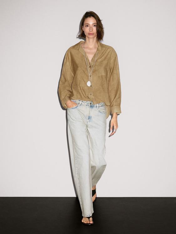 Striped cotton blend shirt