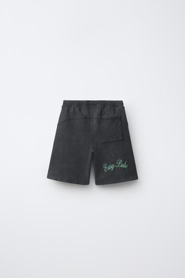 FADED-EFFECT TEXT BERMUDA SHORTS - Anthracite grey by Zara - Image 1