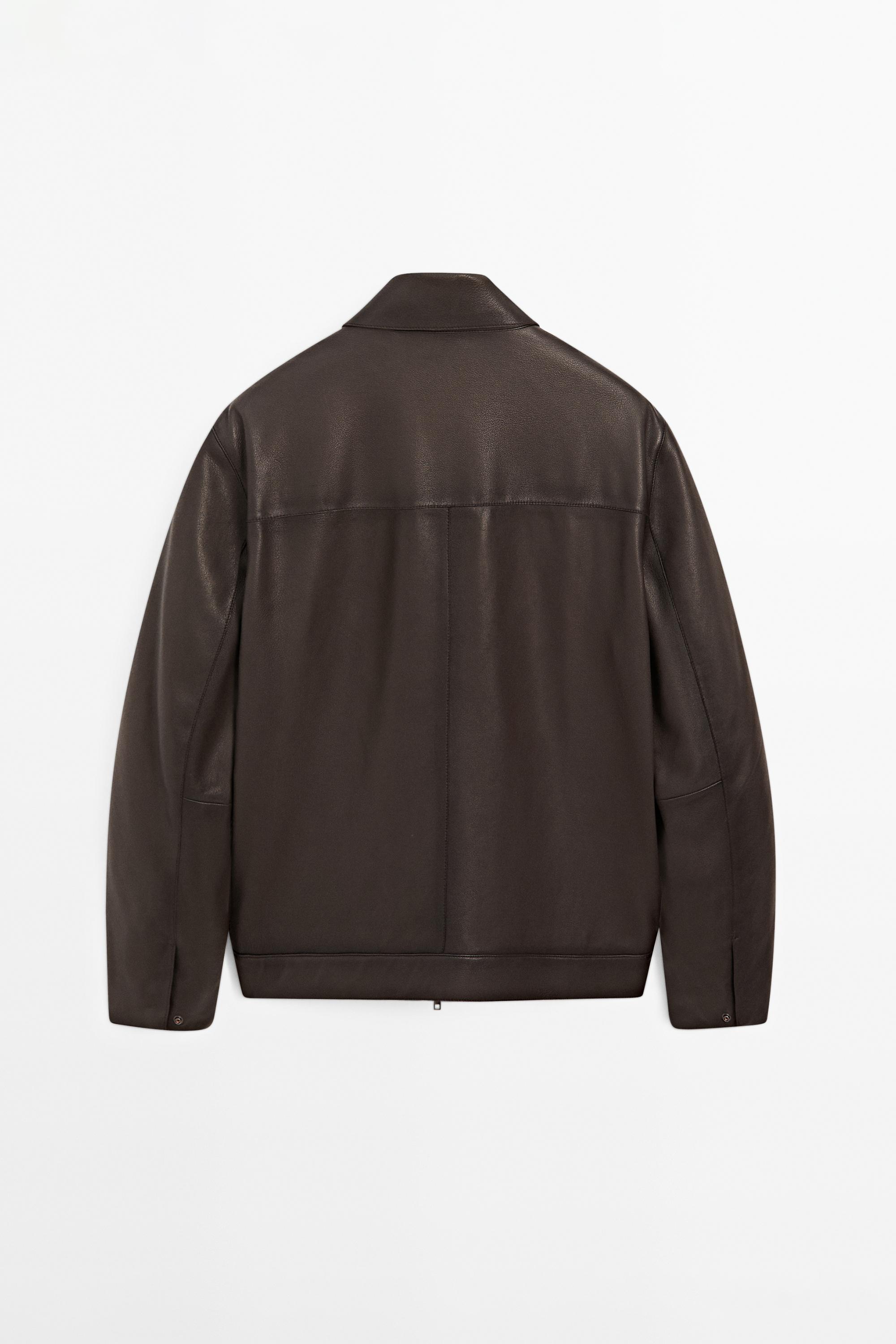 Blouson fermeture Éclair en cuir nappa