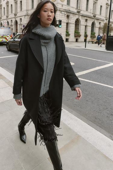MANTEAU OVERSIZE POIGNET CONTRASTANT - Noir de Zara - Image 3