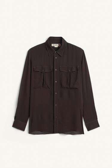 BRWN SHRT - Marrom-escuro da Zara