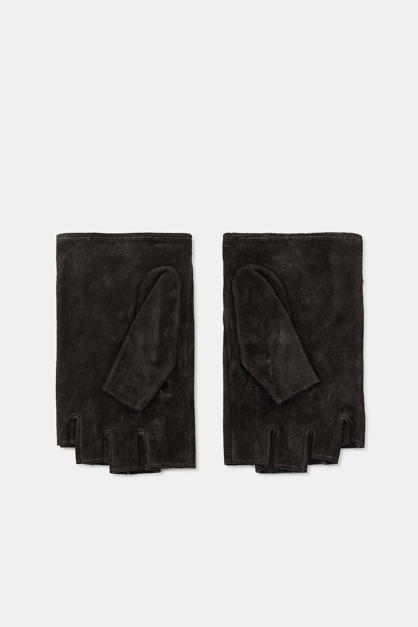 Женские перчатки Zara 100% Suede Perforated Mittens, цвет: Коричневый — фото 2