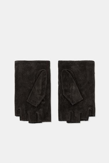 100% SUEDE PERFORATED MITTENS — Brown 2