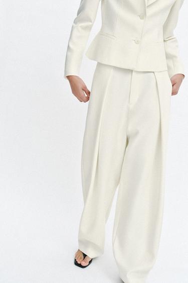 VOLUME TROUSERS WITH DARTS - Ecru by Zara - Image 1