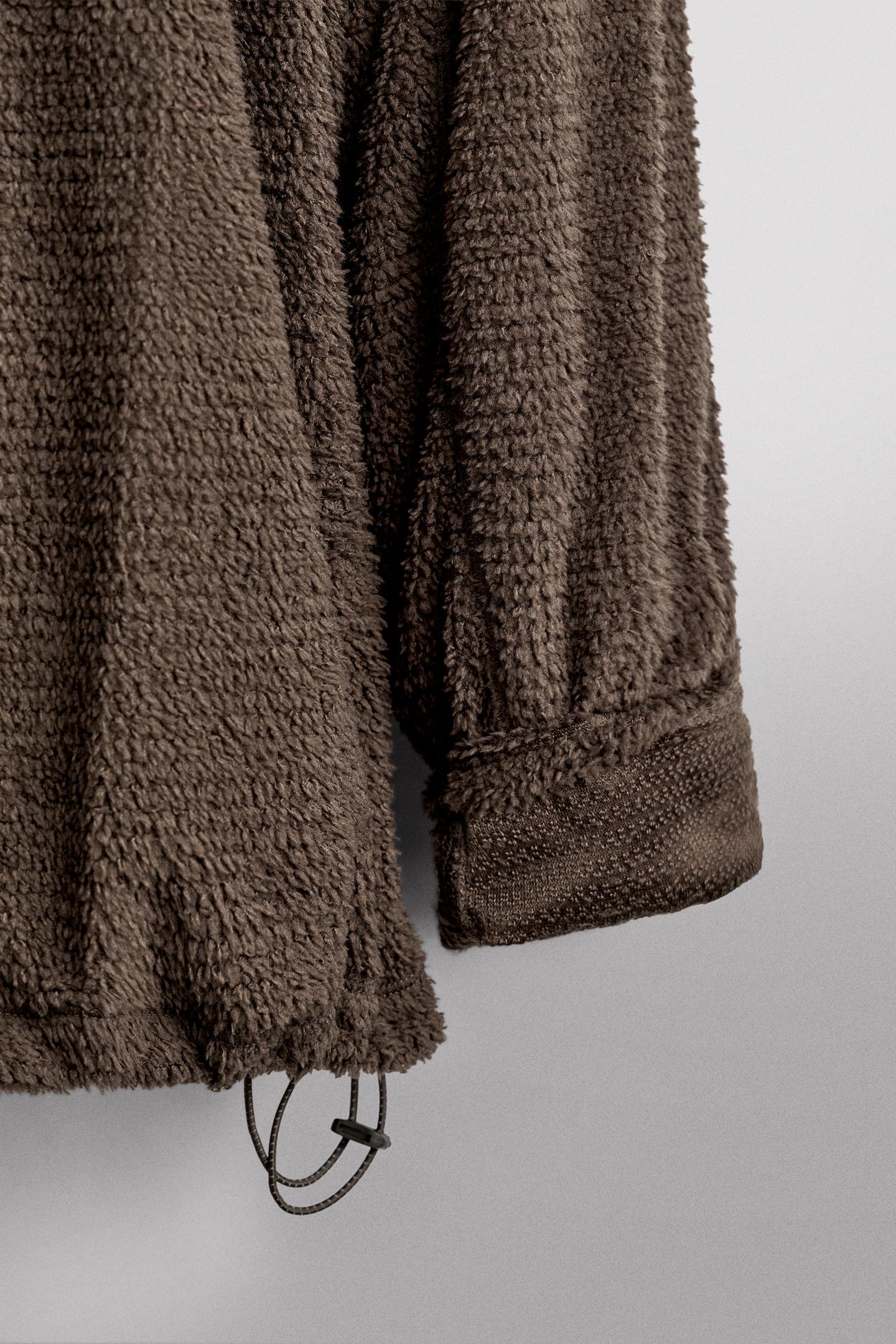 Мужская толстовка Zara Textured Fleece, цвет: Тёмный серый — фото 3