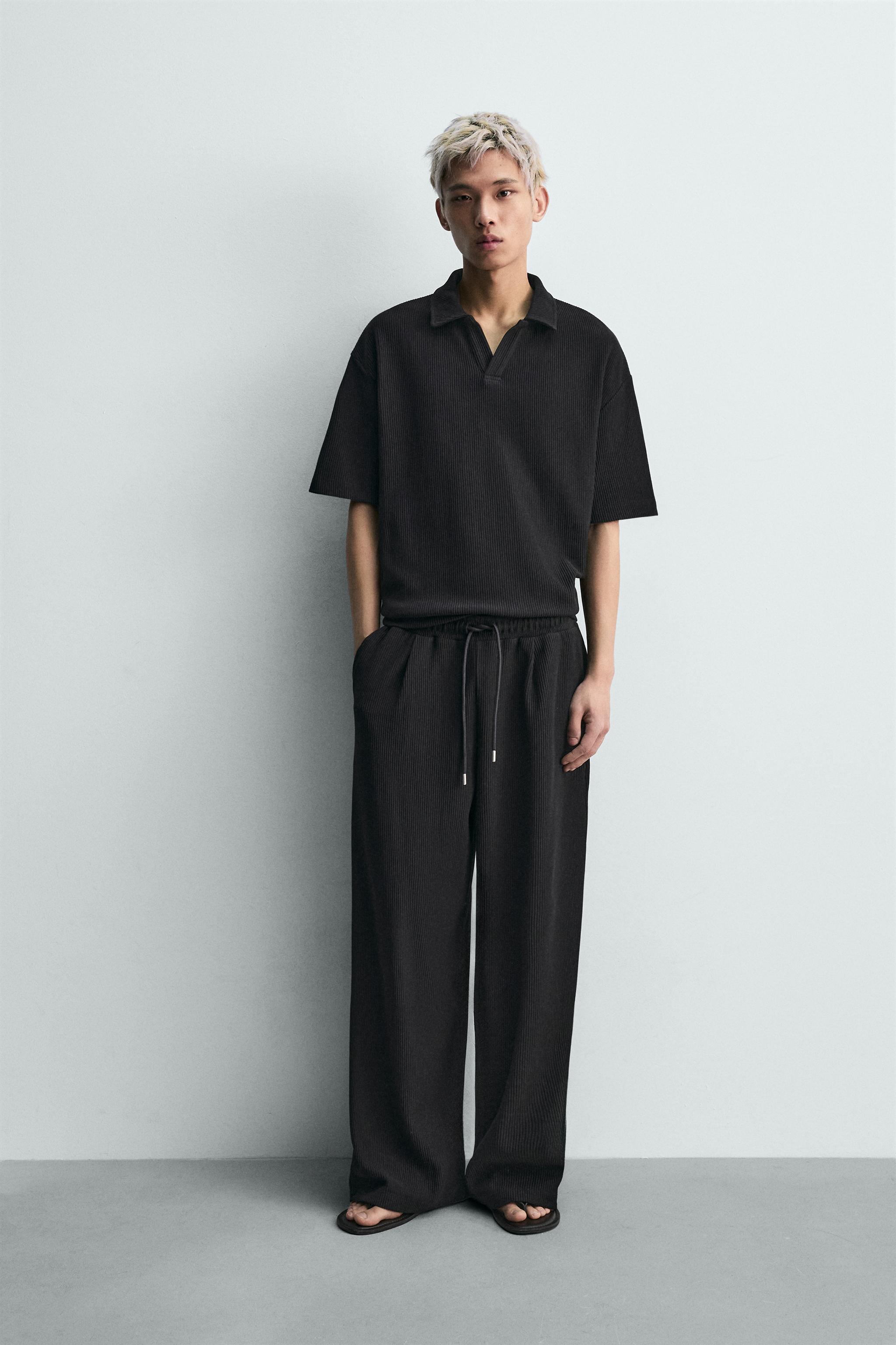 RELAXED FIT OTTOMAN POLO SHIRT - Black | ZARA Singapore