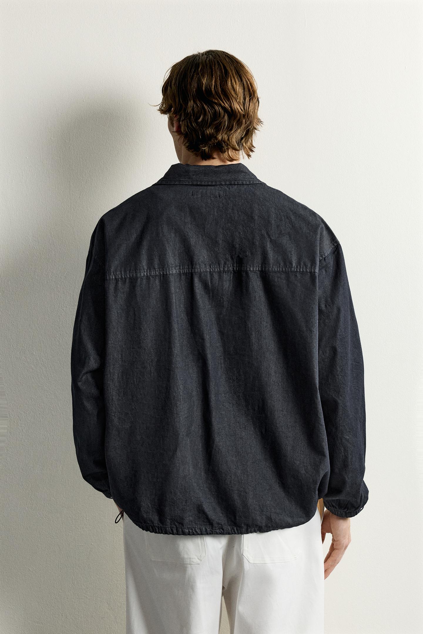 Мужское поло Zara Relaxed Fit Denim Polo, цвет: Индиго — фото 3