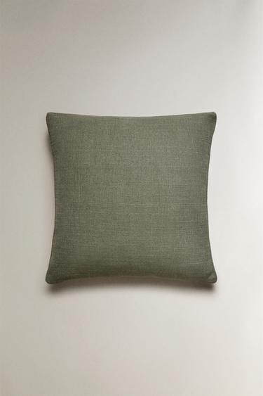 HOUSSE DE COUSSIN EN JUTE ET COTON - Vert de Zara - Image 2
