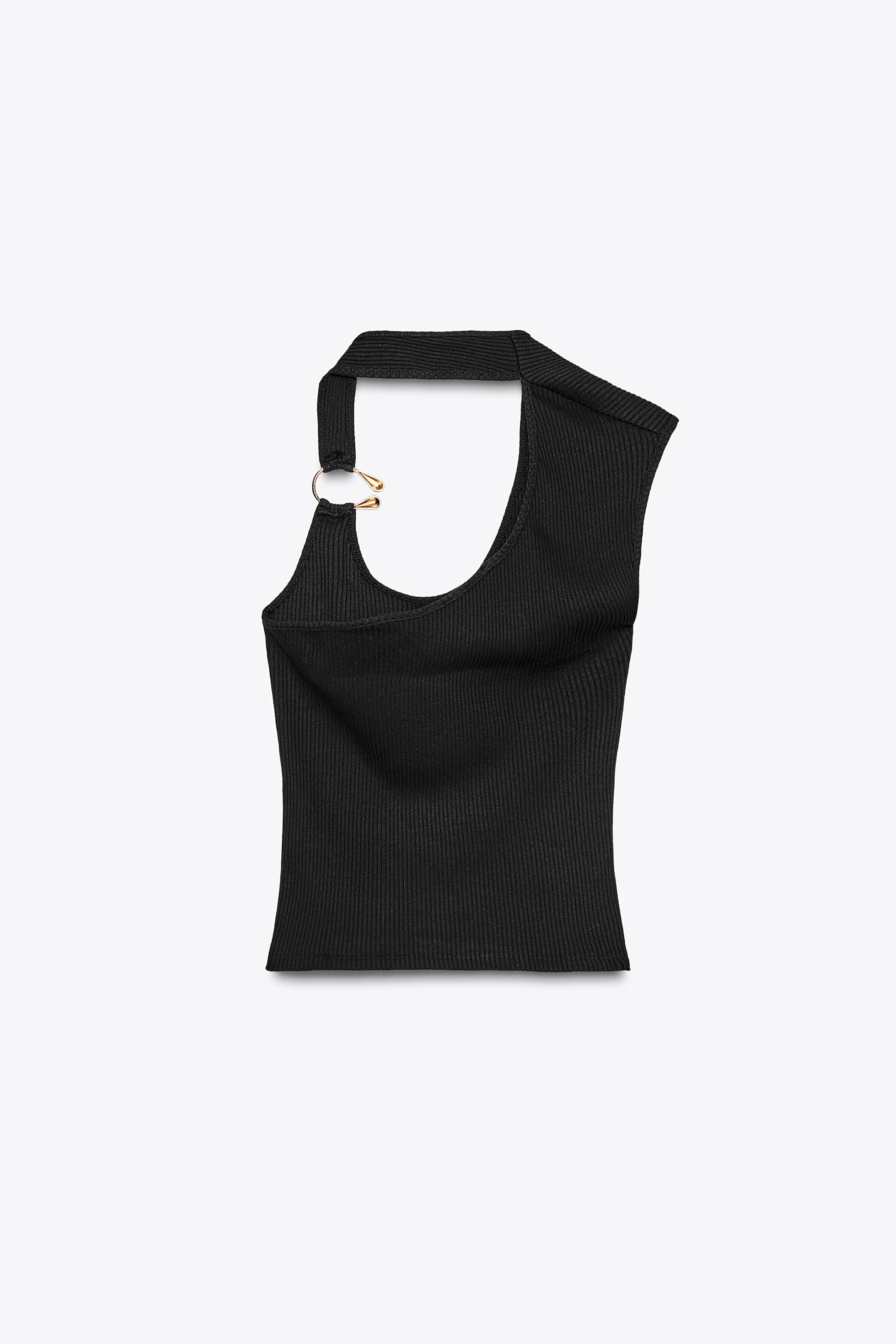 RIBBED TOP WITH METAL DETAIL - Ecru | ZARA Polska / Poland