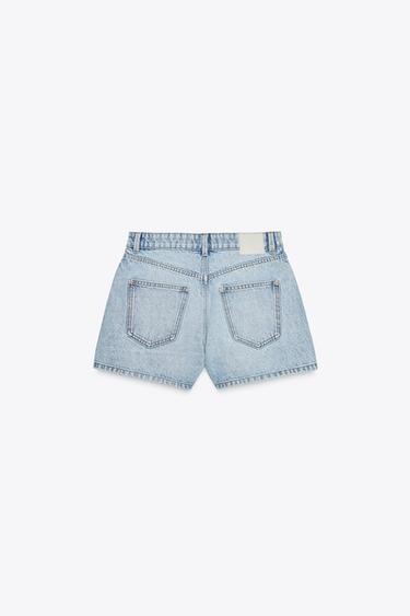 Z1975 HIGH-WAIST MOM FIT SHORTS - Light blue by Zara - Image 4