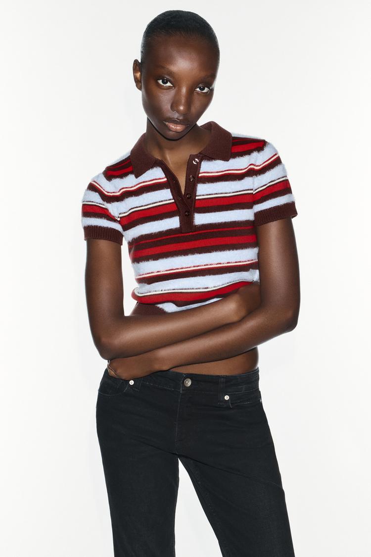 STRIPED POLO — Brown-Blue