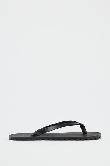 SANDALES EN CUIR À SEMELLE ÉLASTIQUE - Noir de Zara - Image 2