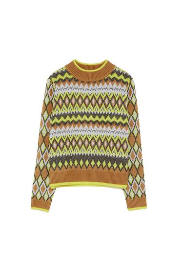 METALLIC THREAD JACQUARD SWEATER