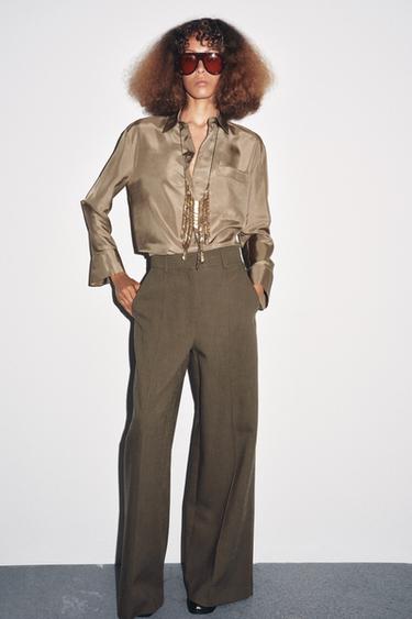 ZW COLLECTION MINIMAL TROUSERS - Brown by Zara