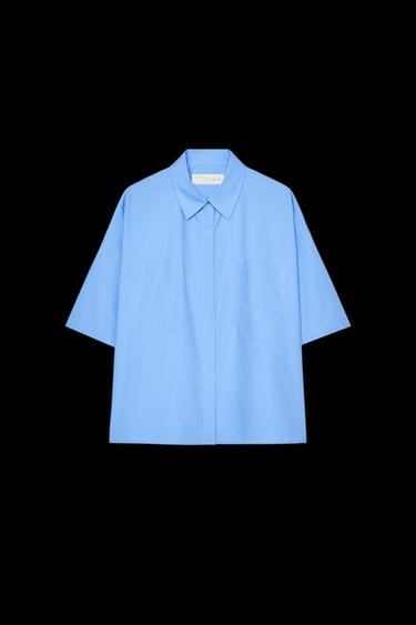 CROPPED-POPELINHEMD ZW COLLECTION - Mittelblau von Zara - Bild 0