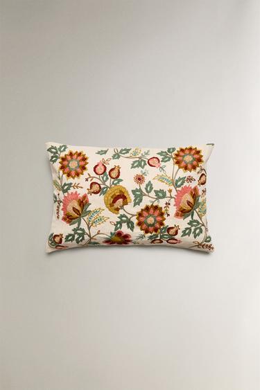 EMBROIDERED CUSHION COVER - Ecru by Zara - Image 0