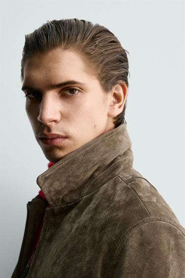 BOXY FIT LEATHER SUEDE JACKET - Brown by Zara - Image 7