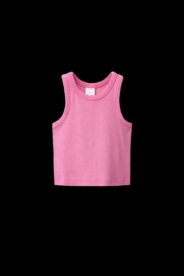 Zara WASHED EFFECT RIBBED T-SHIRT - Pink - Image 0