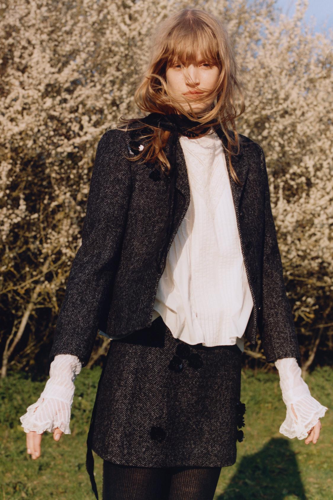 ZW COLLECTION EMBROIDERED HERRINGBONE SKIRT
