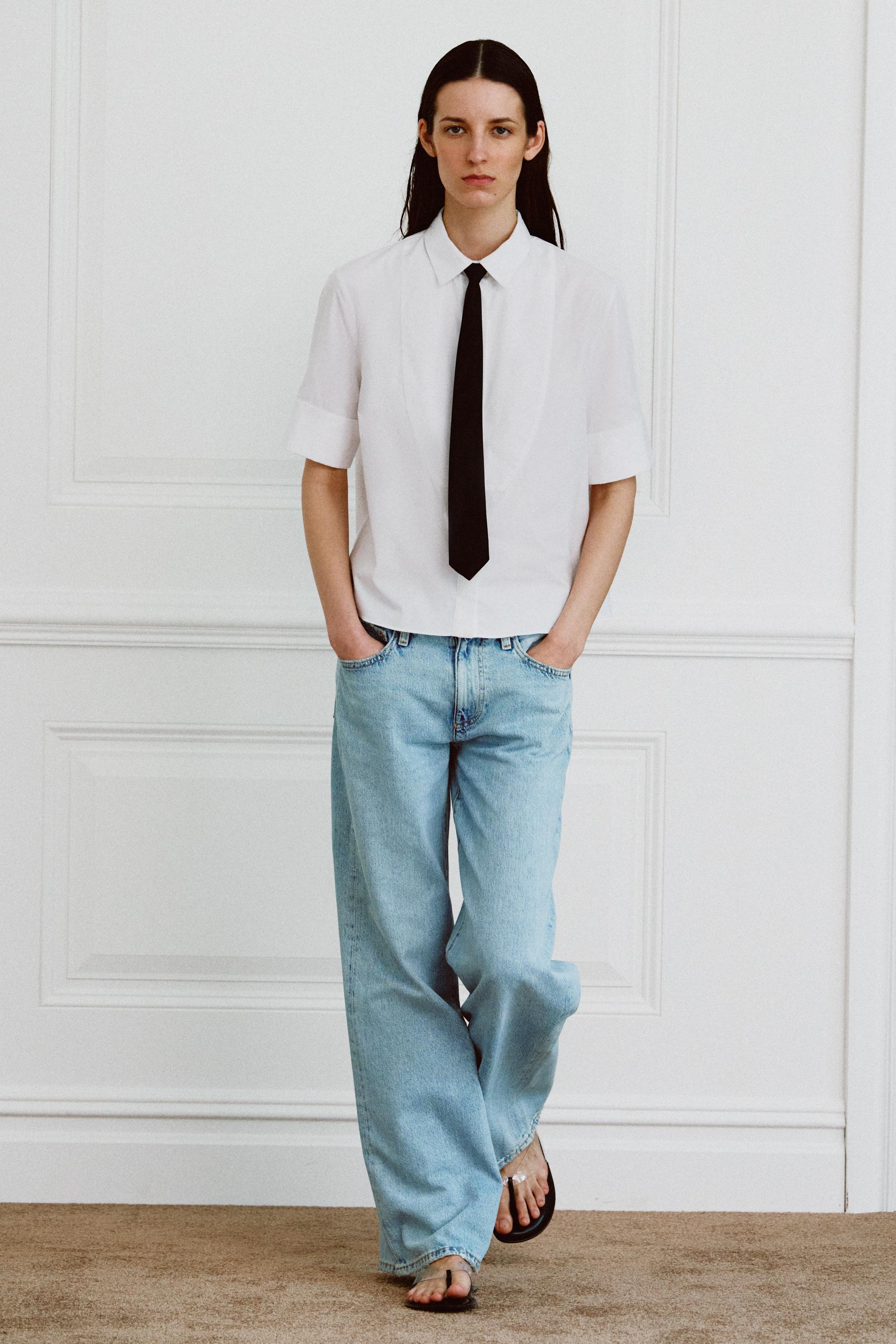 ZW COLLECTION ネクタイシャツ - ホワイト | ZARA Japan / 日本