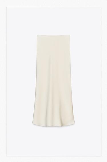 SATIN MIDI SKIRT - Ecru by Zara