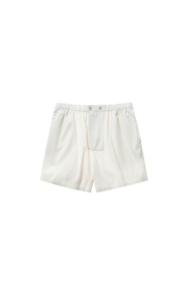 Zara STRIPED COTTON-HEMP BERMUDA SHORTS - Striped