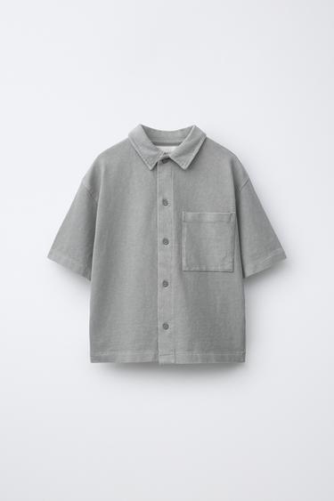 ENSEMBLE CHEMISE ET BERMUDA UNI TEINT EN PIÈCE - Gris clair de Zara - Image 1