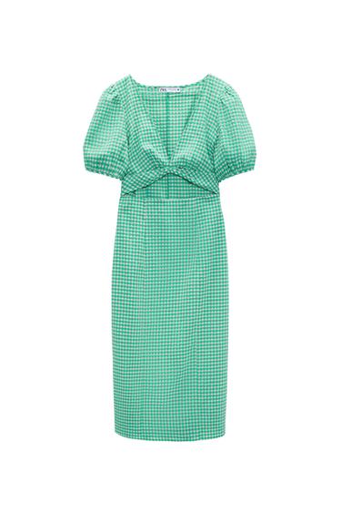 GINGHAM CHECK CUT-OUT DRESS