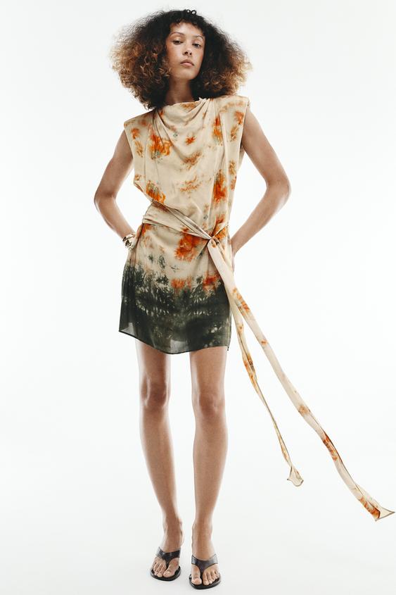 VESTIDO MINI ESTAMPADO - TYENARANJA de Zara - Imagen 0