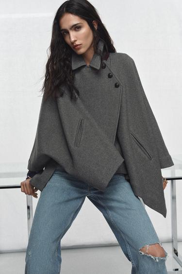 Zara WOOL CAPE ZW COLLECTION LIMITED EDITION - Dark gray