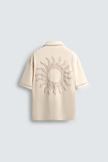CHEMISE CONFORT À JOURS - Blanc cassé de Zara - Image 7
