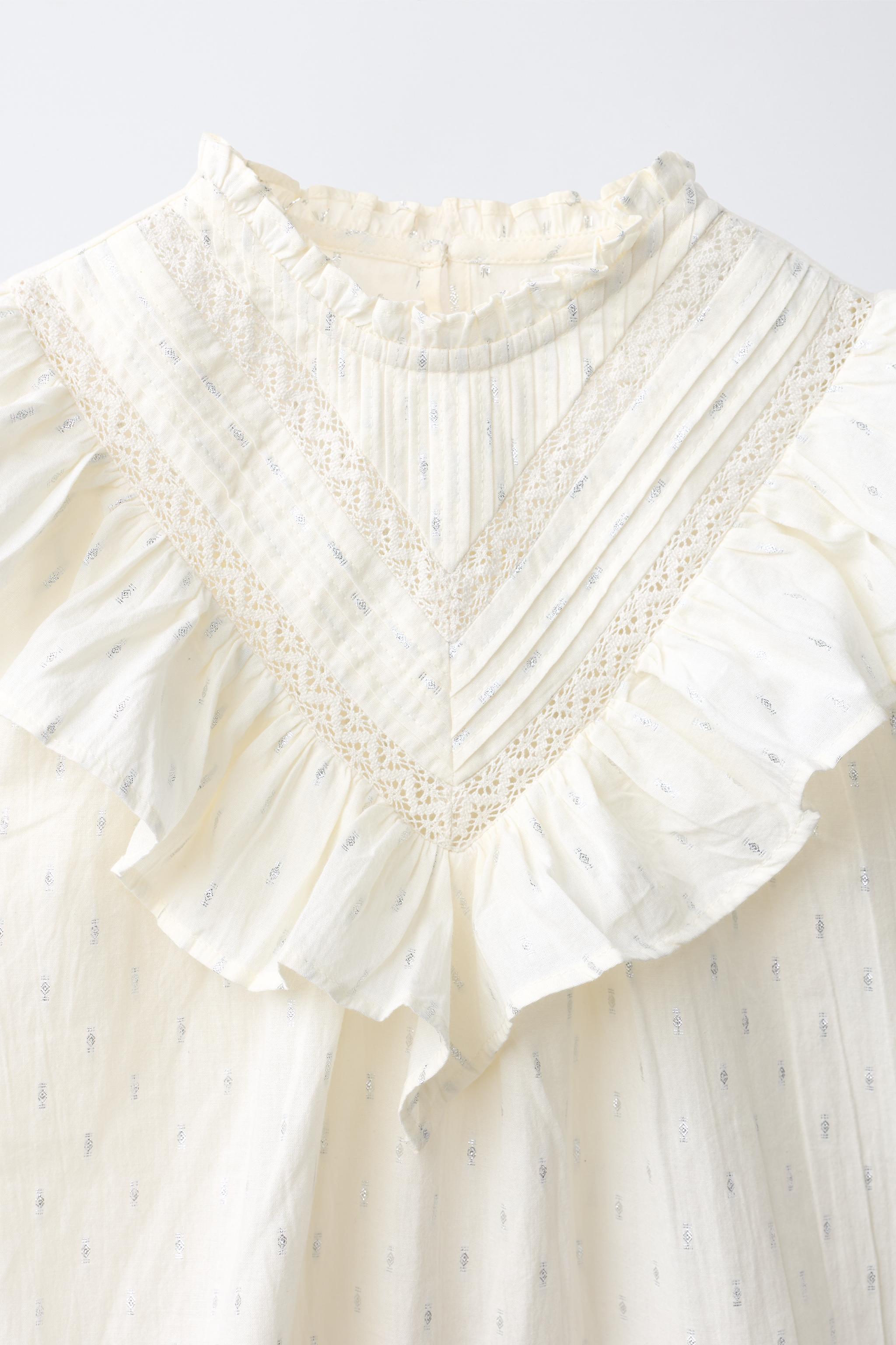 Детские рубашки Zara SHIMMER ROMANTIC SHIRT — фото 5