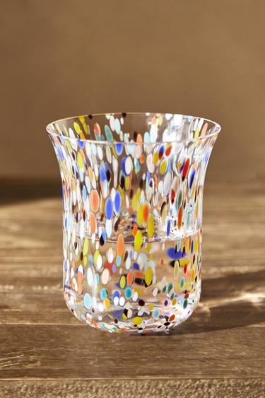 BLOWN GLASS TUMBLER WITH SPECKLED DESIGN - Blue by Zara
