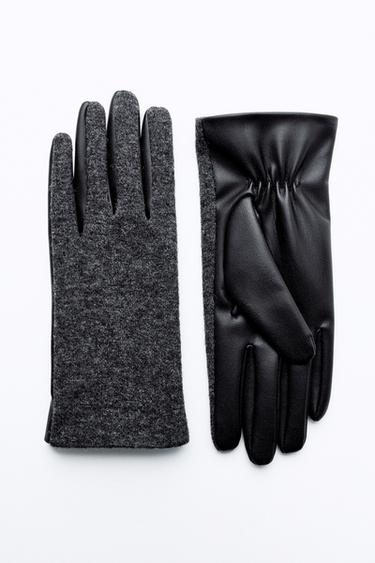 SHORT CONTRAST GLOVES - Grey by Zara - Image 4