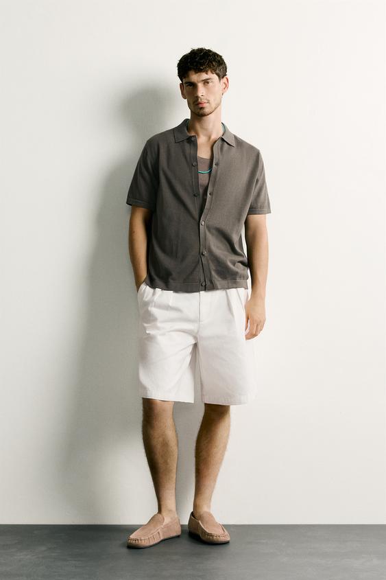 قميص محاك RELAXED FIT - أخضر رمادي الخاص بـ Zara - صورة 0