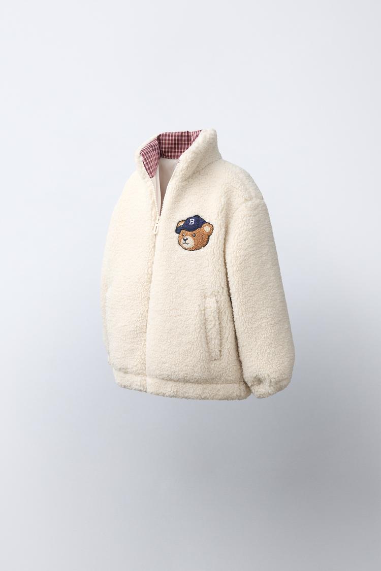 Chaqueta de imitación de piel con bordado de oso 3