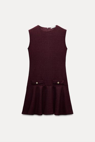 ROBE COURTE TEXTURÉE - Bordeaux foncé de Zara
